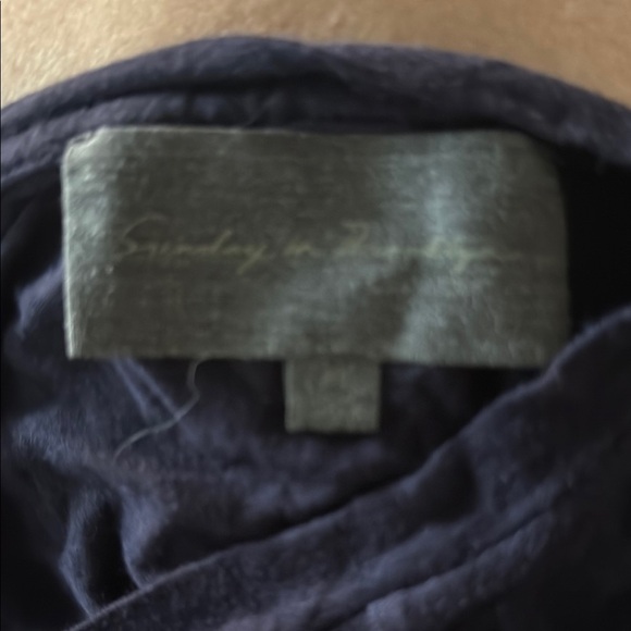 Anthropologie Navy Top with Striped Hem - Picture 2 of 3